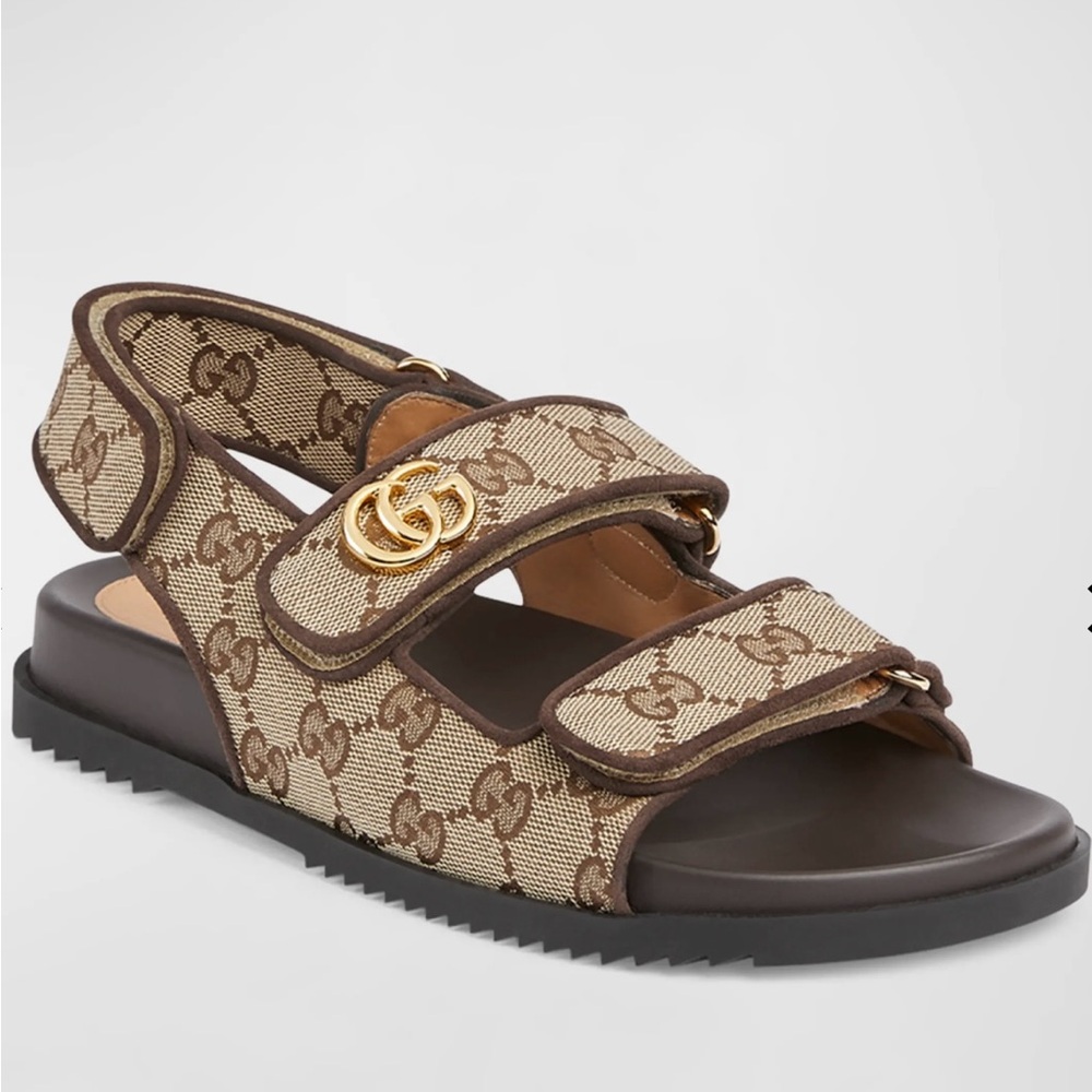 Gucci Brown Monogram Sandals